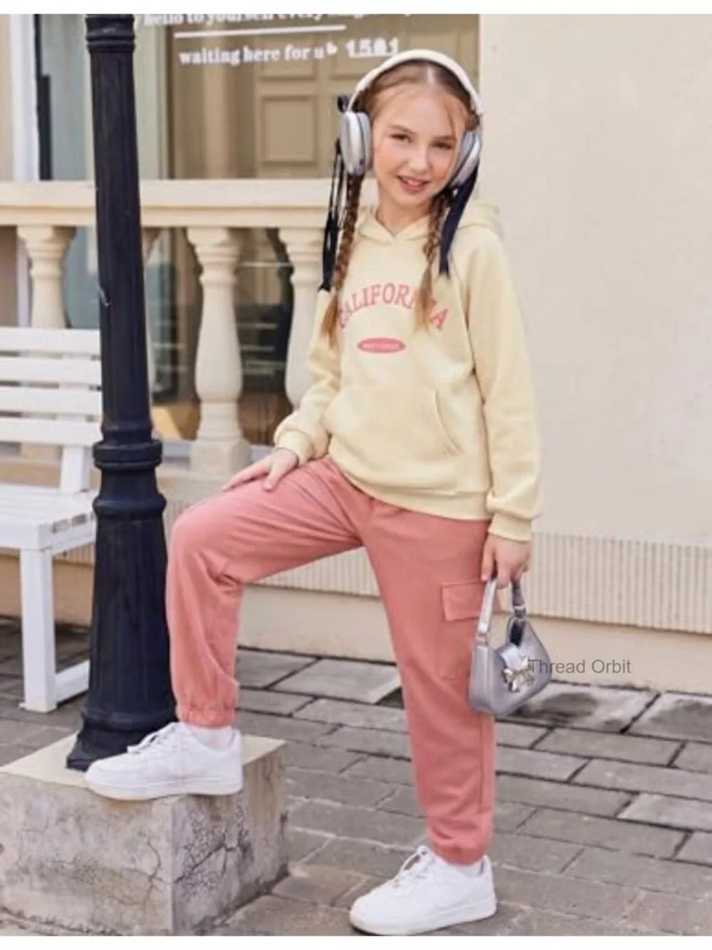 2-Piece Girls Tie-Dye Sweatsuit Hoodie & Sweatpants Set